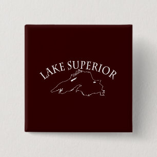 Lake Superior Map 15 Cm Square Badge