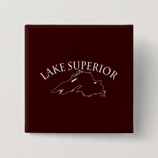 Lake Superior Map 15 Cm Square Badge (Front)