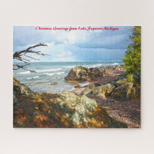 Lake Superior Michigan.Christmas Greetings Jigsaw Puzzle (Horizontal)