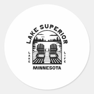 Lake Superior Minnesota Outdoors Vintage 1 Classic Round Sticker