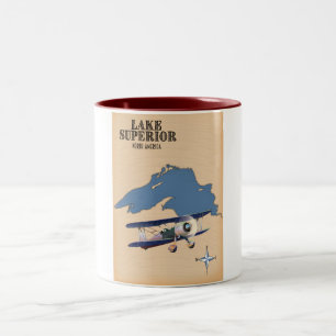 Lake Superior North America map Two-Tone Coffee Mug