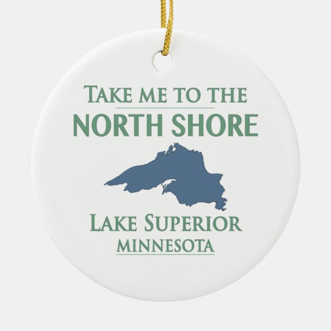 Lake Superior North Shore Ceramic Tree Decoration (Front)