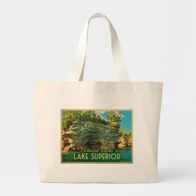 Lake Superior Pictured Rocks Large Tote Bag (Front)