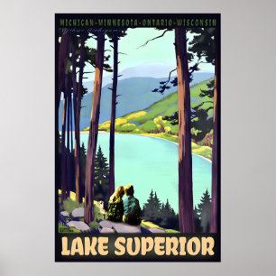 LAKE Superior Retro Roger Broders Travel Poster