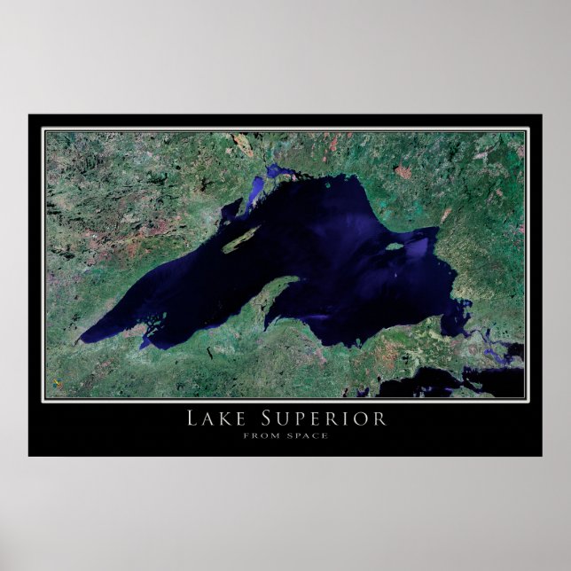 Lake Superior Satellite Poster Map (Front)