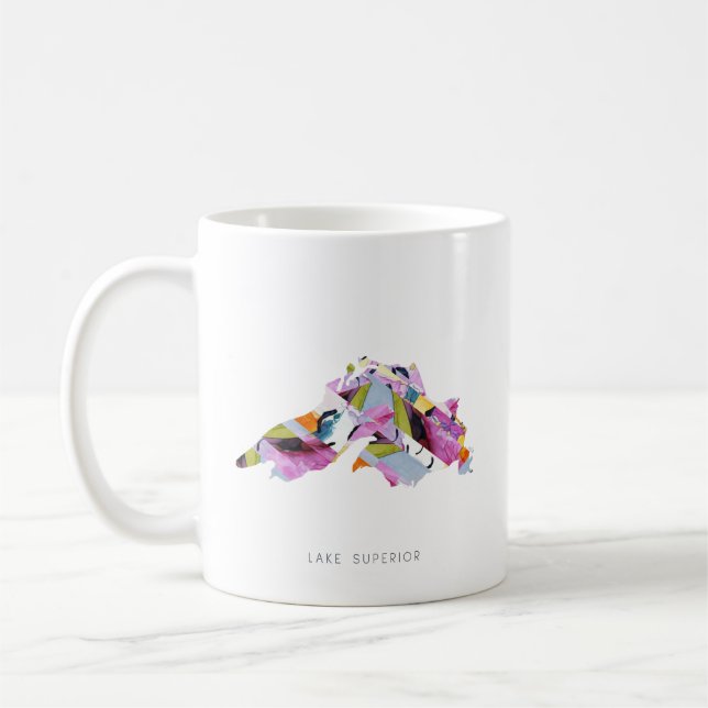Lake Superior Silhouette Map Coffee Mug (Left)