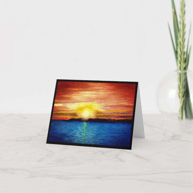 Lake Superior sunset watercolor sympathy  Card (Front)