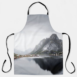 LAKE SURROUNDED BY HOUSES AND MOUNTAINS APRON