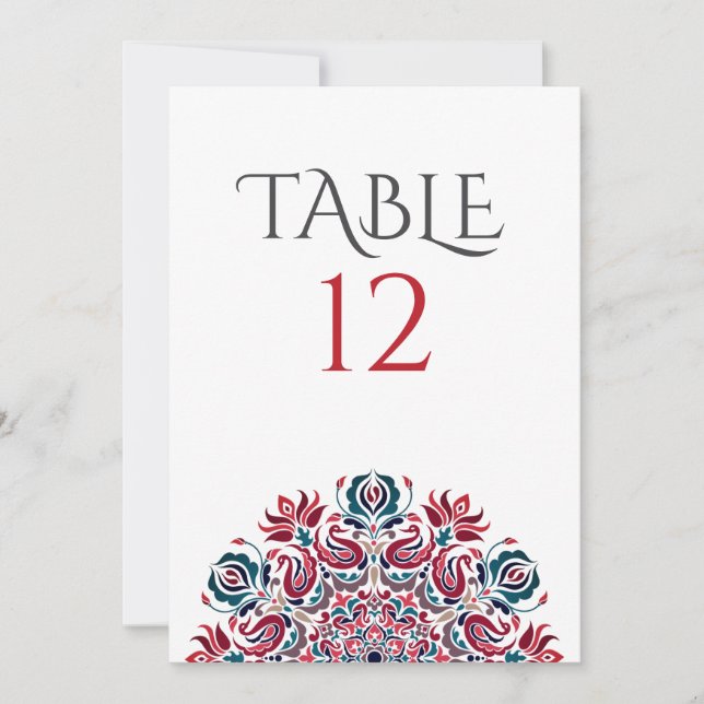 Lake Swan Lotus Flowers Mandala Table Number (Front)