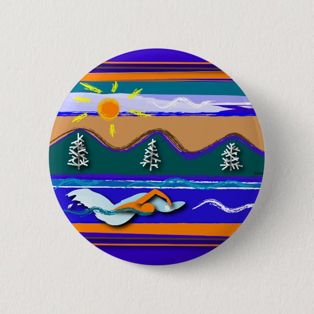 Lake Swim 6 Cm Round Badge (Front)