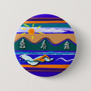 Lake Swim 6 Cm Round Badge