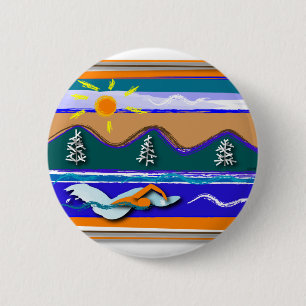 Lake Swim 6 Cm Round Badge