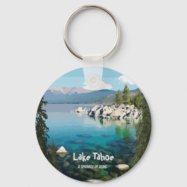 Lake Tahoe A sprinkle of bling California Key Ring (Front)