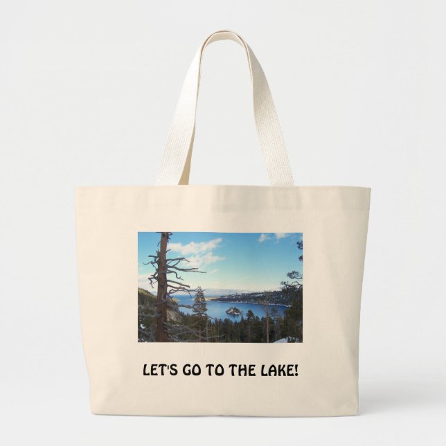 Lake Tahoe Beach Bag, Large Tote Bag (Front)