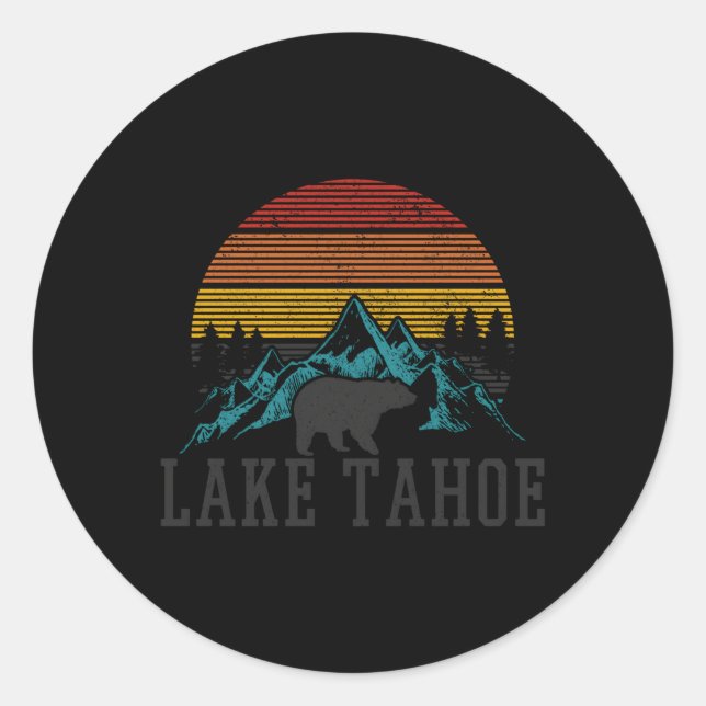Lake Tahoe Bear Mountains California Classic Round Sticker (Front)