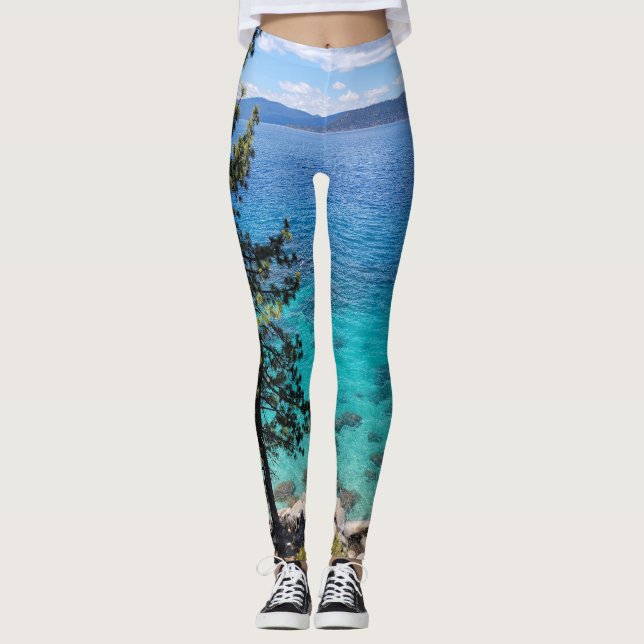 Lake Tahoe Blue Green Waters Leggings (Front)