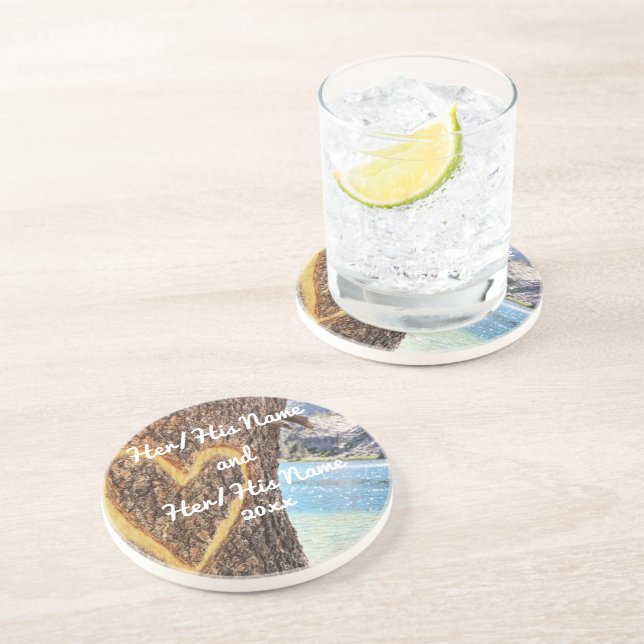 Lake Tahoe Blue Water Tree Heart Love Coaster (Side)