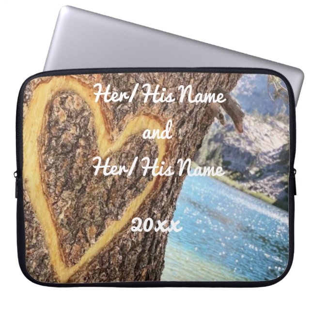 Lake Tahoe Blue Water Tree Heart Love Laptop Sleeve (Front)
