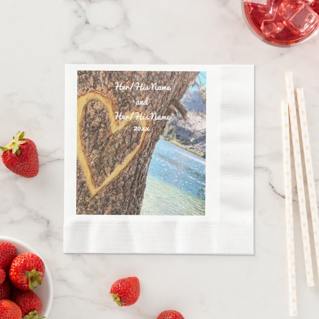 Lake Tahoe Blue Water Tree Heart Love Napkin (Insitu)