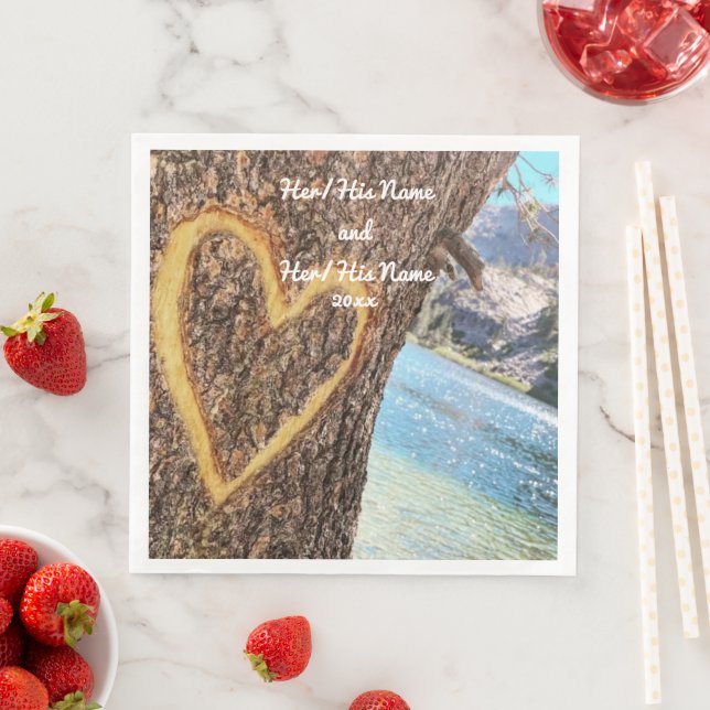 Lake Tahoe Blue Water Tree Heart Love Napkin (Insitu)