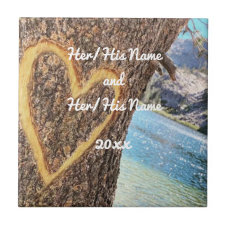 Lake Tahoe Blue Water Tree Heart Love Tile