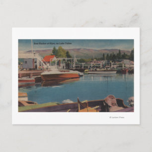 Lake Tahoe, CA - Boat Harbour at Bijou Wooden Postcard