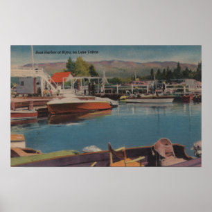 Lake Tahoe, CA - Boat Harbour at Bijou Wooden Poster