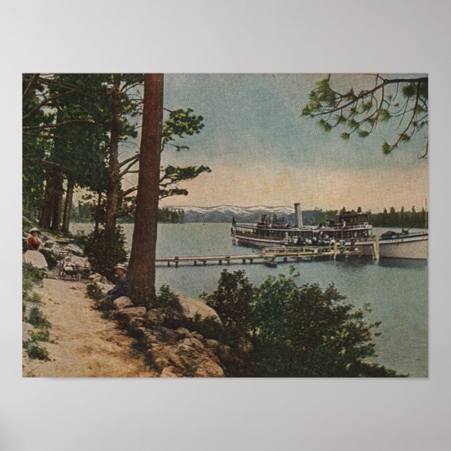 Lake Tahoe, CA - Emerald Bay View with Steamer Poster (Front)