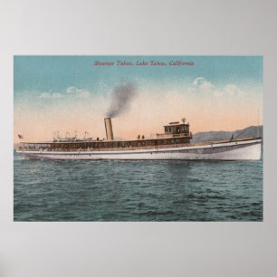 Lake Tahoe, CA - Steamer Tahoe Large Wood Ship Poster