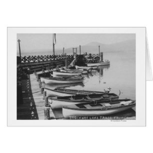 Lake Tahoe, CA - Wooden Boats along Dock Photo