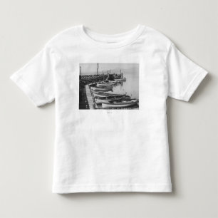 Lake Tahoe, CA - Wooden Boats along Dock Photo Toddler T-Shirt