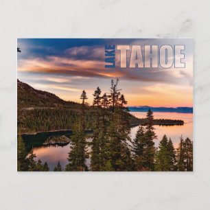 Lake Tahoe California at Sunset Beautiful Postcard