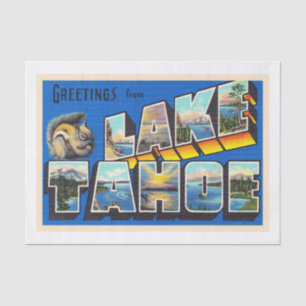 Lake Tahoe California CA Large Letter Postcard Tissue Paper