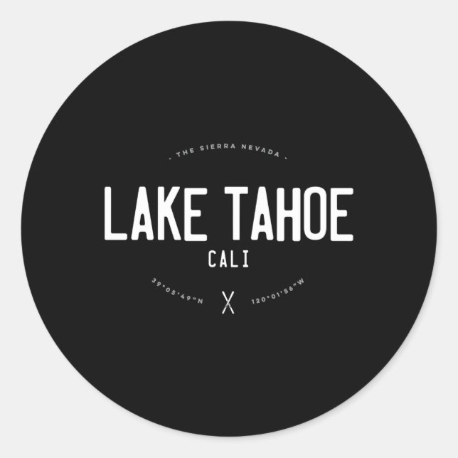 Lake Tahoe California Distressed Ski Classic Round Sticker (Front)