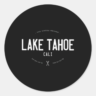 Lake Tahoe California Distressed Ski Classic Round Sticker