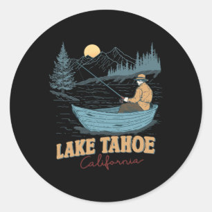 Lake Tahoe California Funny Summer Fishing Camping Classic Round Sticker