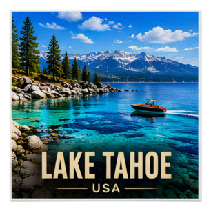 Lake Tahoe California Nevada Alpine Lake Travel 🏔 Poster