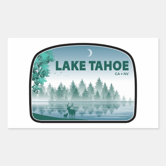 Lake Tahoe California Nevada Deer Rectangular Sticker (Front)