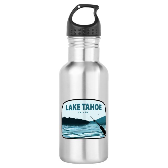 Lake Tahoe California Nevada Fishing Rod 532 Ml Water Bottle (Front)
