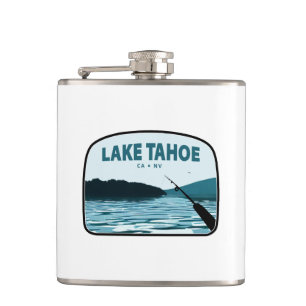 Lake Tahoe California Nevada Fishing Rod Hip Flask