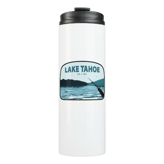 Lake Tahoe California Nevada Fishing Rod Thermal Tumbler (Front)