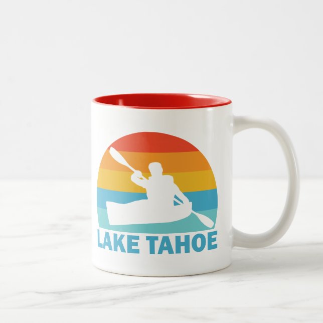 Lake Tahoe California Nevada Kayak Two-Tone Coffee Mug (Right)