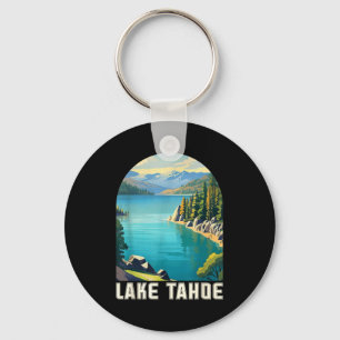 Lake tahoe california nevada mountain hiking skiin key ring