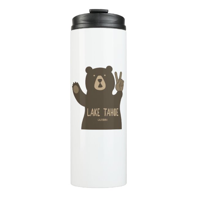 Lake Tahoe California Nevada Peace Bear Thermal Tumbler (Front)