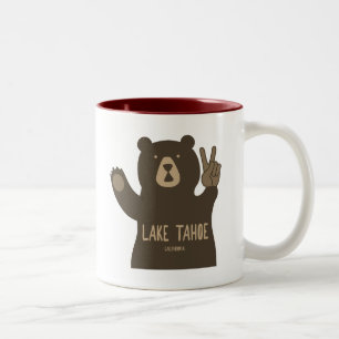 Lake Tahoe California Nevada Peace Bear Two-Tone Coffee Mug