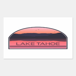 Lake Tahoe California Nevada Red Sunrise Rectangular Sticker