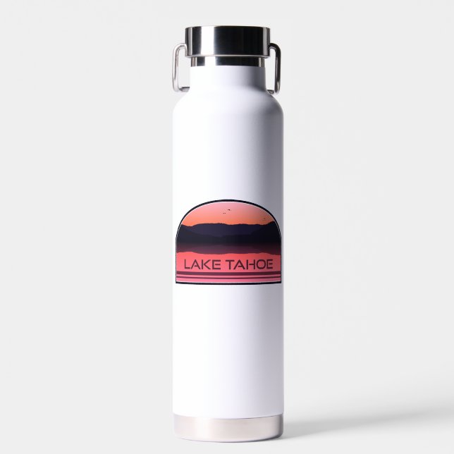 Lake Tahoe California Nevada Red Sunrise Water Bottle (Front)
