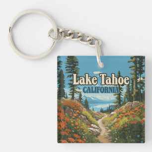 Lake Tahoe California Nevada Retro Travel Key Ring