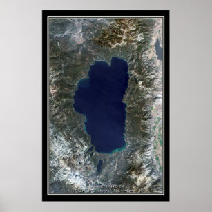 Lake Tahoe California-Nevada Satellite Poster Map