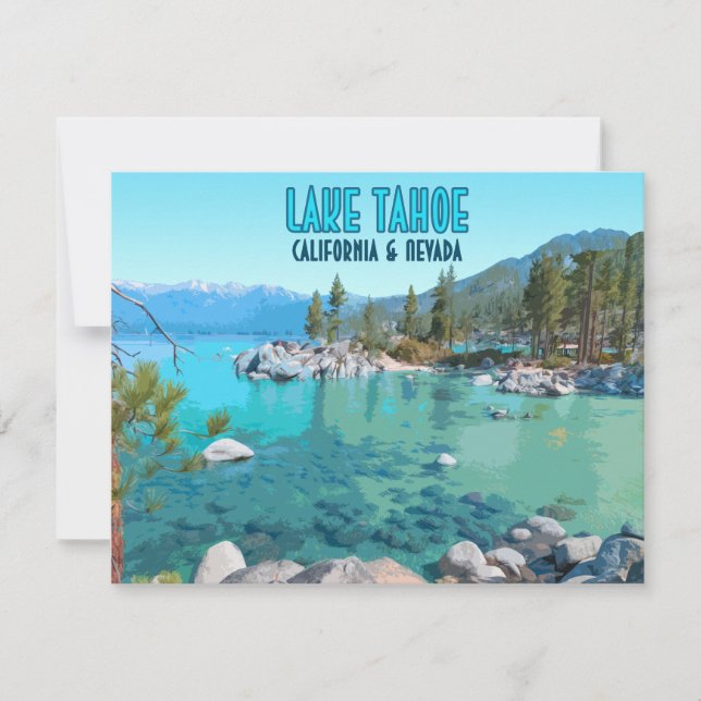 Lake Tahoe California Nevada Vintage Flat Card (Front)